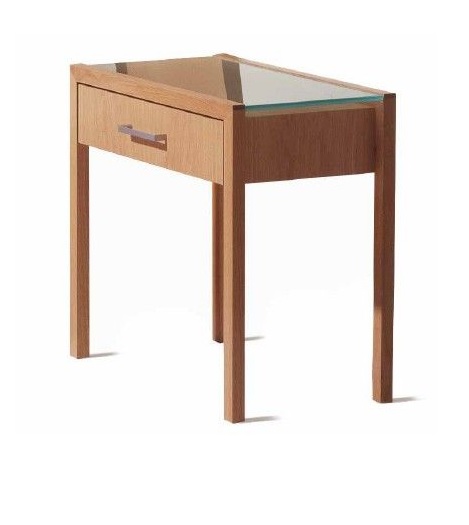 Schramm side table,nachtkast met lade, blank gelakt, hoog 60 cm. maple, blank eiken hout,theo bot,hoog bijzettafel 60